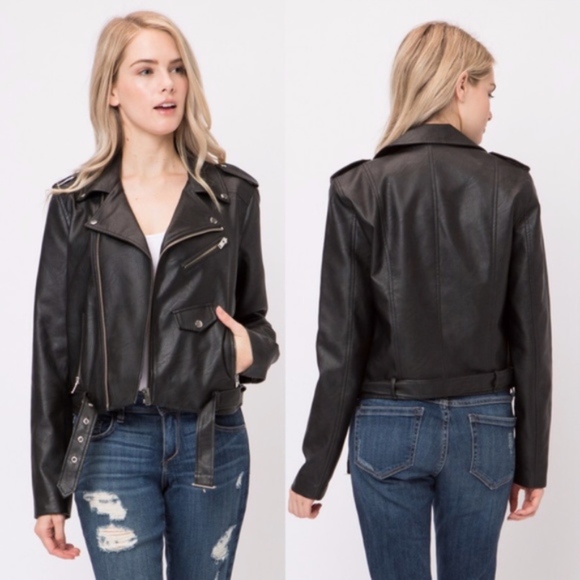 Chic Biker Jacket - BLACK - Picture 2 of 7